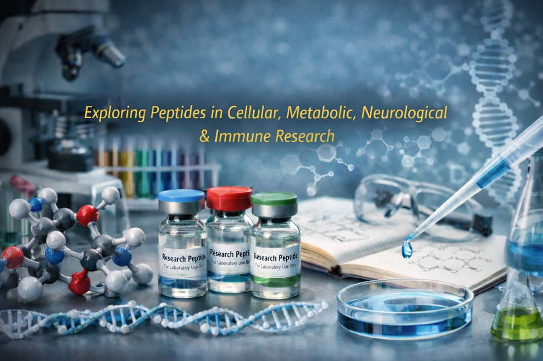 Laboratory research peptides and molecular structures used in scientific studies