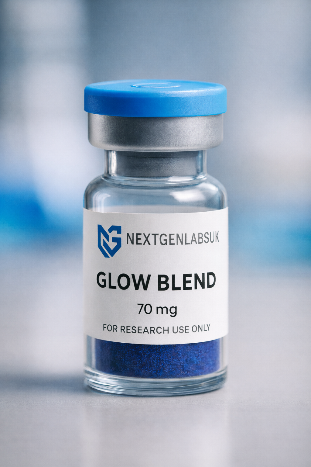 Glow Blend 70mg research peptide blend supplied as a lyophilised powder for laboratory research
